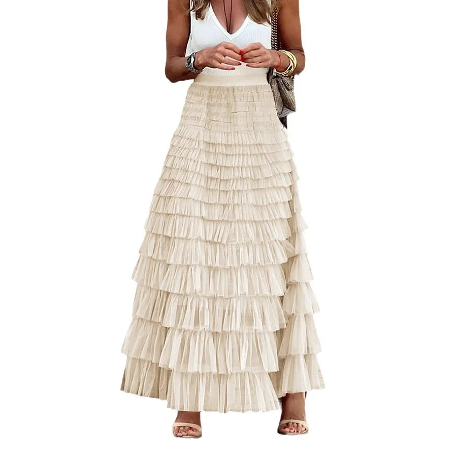 Y2K Tiered Maxi Skirt | Layered Ruffle Long Skirt