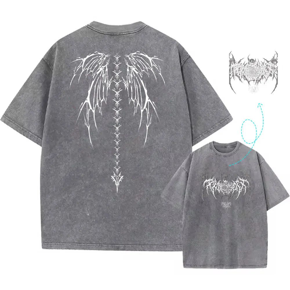 Y2K Gothic Angel Wings Graphic Tee | Oversized Streetwear T-Shirt