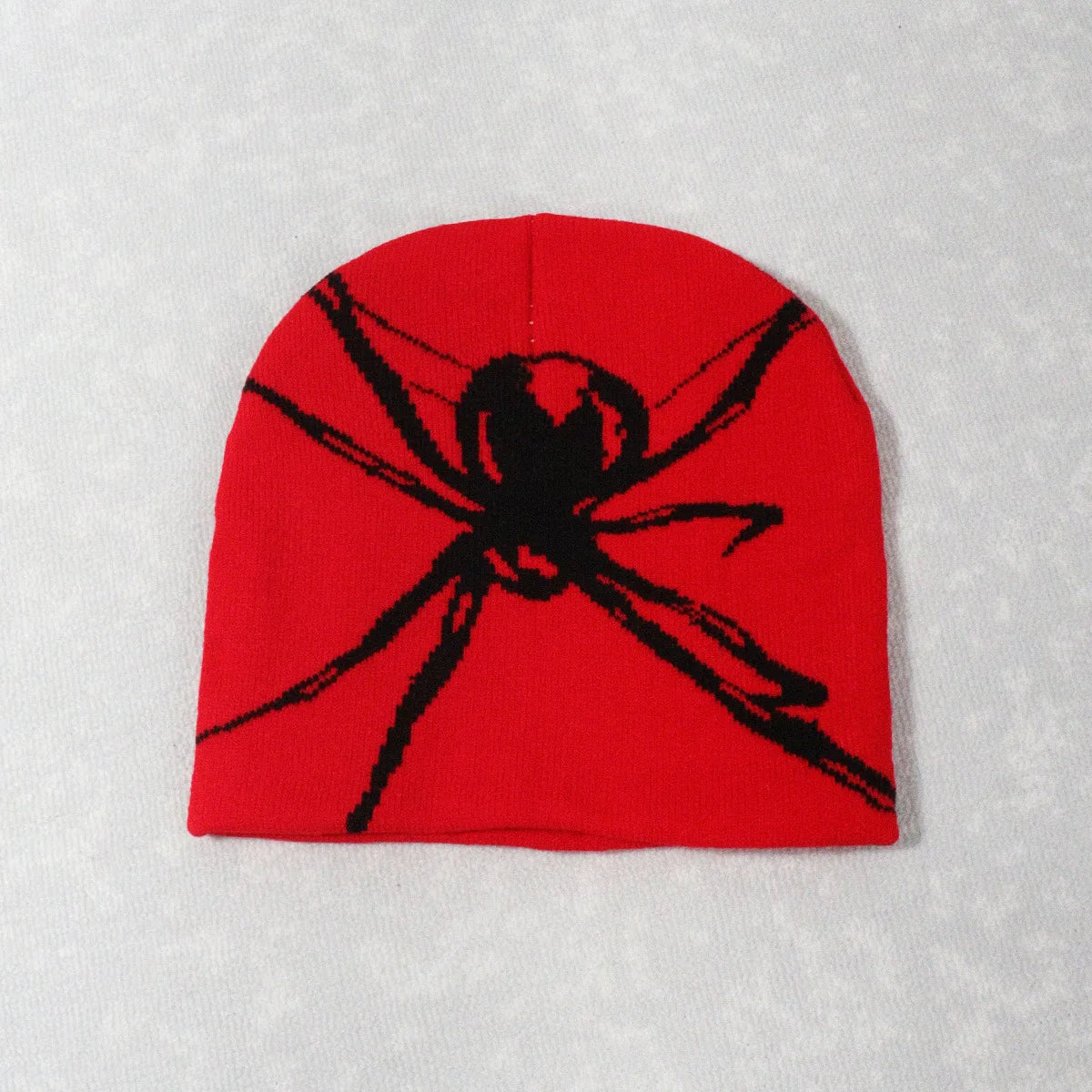 Y2K Spider Graphic Beanie | Gothic Knit Streetwear Hat
