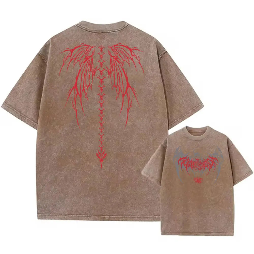 Y2K Gothic Angel Wings Graphic Tee | Oversized Streetwear T-Shirt