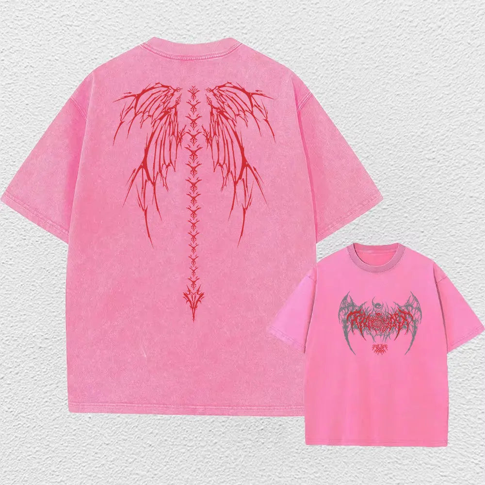 Y2K Gothic Angel Wings Graphic Tee | Oversized Streetwear T-Shirt