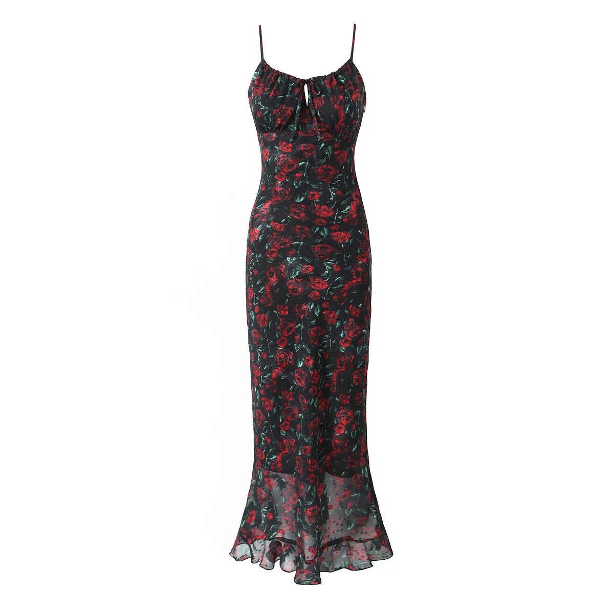 Midi dresses for women 2025 Summer bodycon dresses sexy vintage clothes dress elegant black dress front tie vintage floral dress
