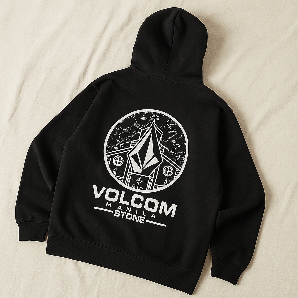 Volcom Manila Stone Hoodie | Black Graphic Streetwear Pullover Sweatshirt
