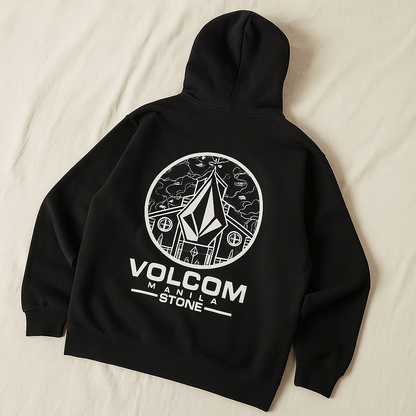 Volcom Manila Stone Hoodie | Black Graphic Streetwear Pullover Sweatshirt