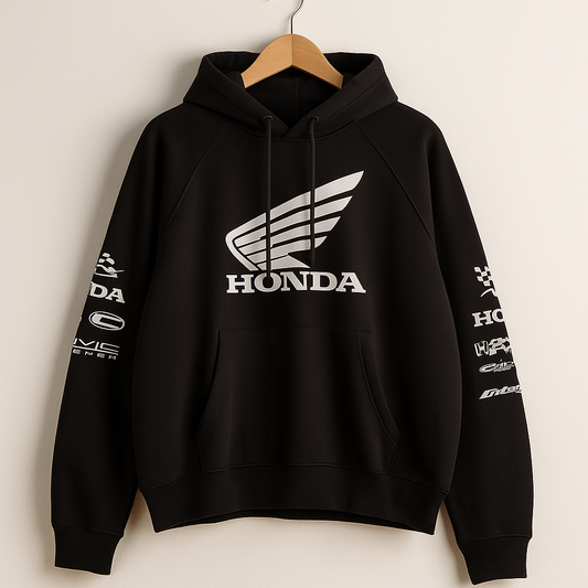 Honda Racing Hoodie | Black Oversized Streetwear Hoodie with Motorsport Logo