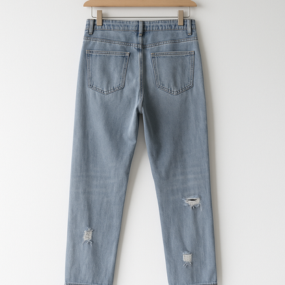 Smiley Face Patch Jeans | Y2K Distressed Straight Leg Denim