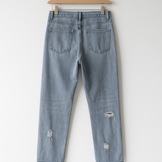 Smiley Face Patch Jeans | Y2K Distressed Straight Leg Denim