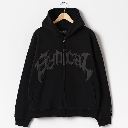Y2K Gothic Zip Up Hoodie | Oversized Streetwear Hoodie with Mystical Graphic