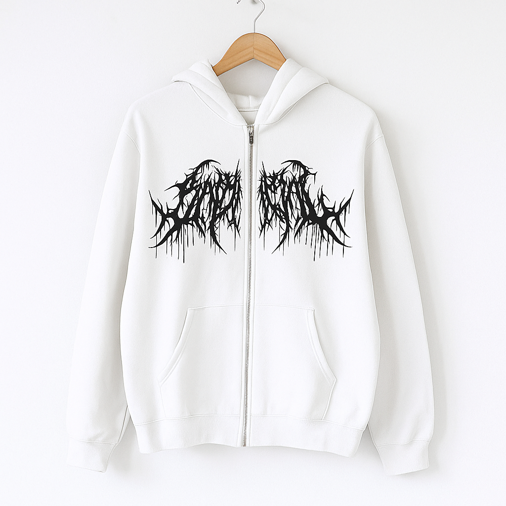 Y2K Gothic Zip Up Hoodie | Oversized Streetwear Hoodie with Graphic Print