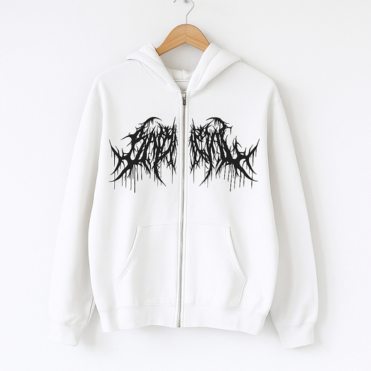 Y2K Gothic Zip Up Hoodie | Oversized Streetwear Hoodie with Graphic Print