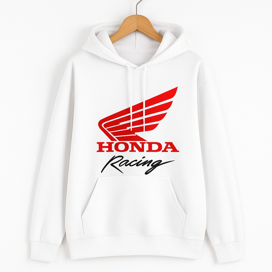 Honda Racing Hoodie | Oversized Hoodie with Red Wing Logo and Sleeve Print