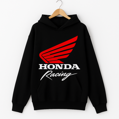 Honda Racing Hoodie | Oversized Hoodie with Red Wing Logo and Sleeve Print