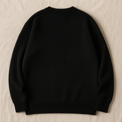 Black Gothic Cross Sweater | Oversized Knit Pullover Streetwear Aesthetic