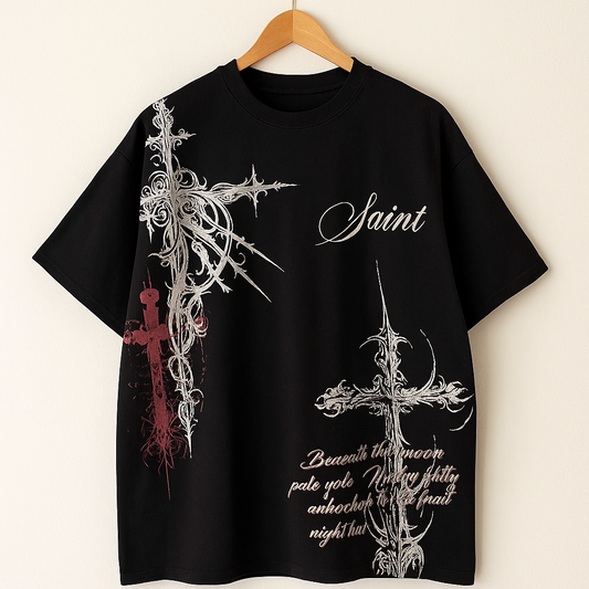 Y2K Chrome hearts Cross Graphic Tee | Oversized Streetwear T-Shirt