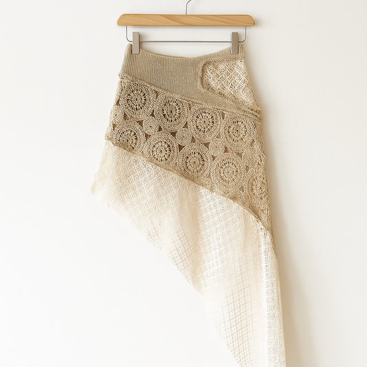 Y2K Crochet Mini Skirt | Asymmetrical Knit Beach Cover Up Skirt
