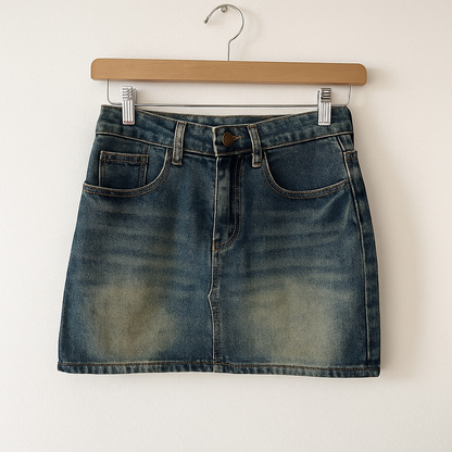 Y2K Embroidered Mini Skirt | Vintage High Waisted Denim