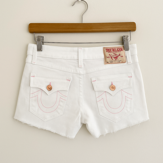 True Religion Shorts | Stitch Detail Low-Rise Cutoff Jean Shorts