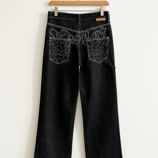 Y2K Embroidered Baggy Jeans Streetwear | Vintage Oversized Denim Pants