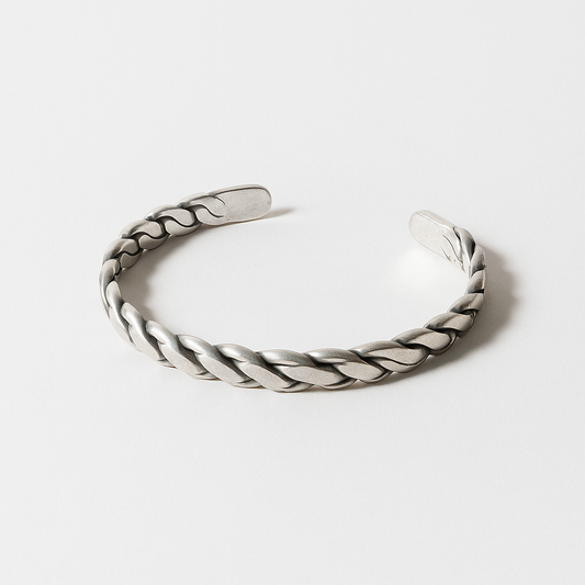 Retro Silver Twisted Bracelet | Braided Cuff Bangle