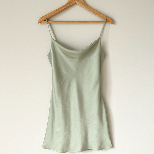 Mint Green Satin Slip Dress | Y2K Spaghetti Strap Mini Dress Summer Streetwear