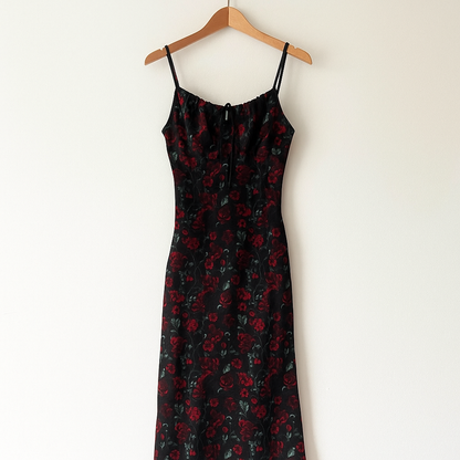 Floral Midi Dress | Square Neck Sleeveless Summer Dress
