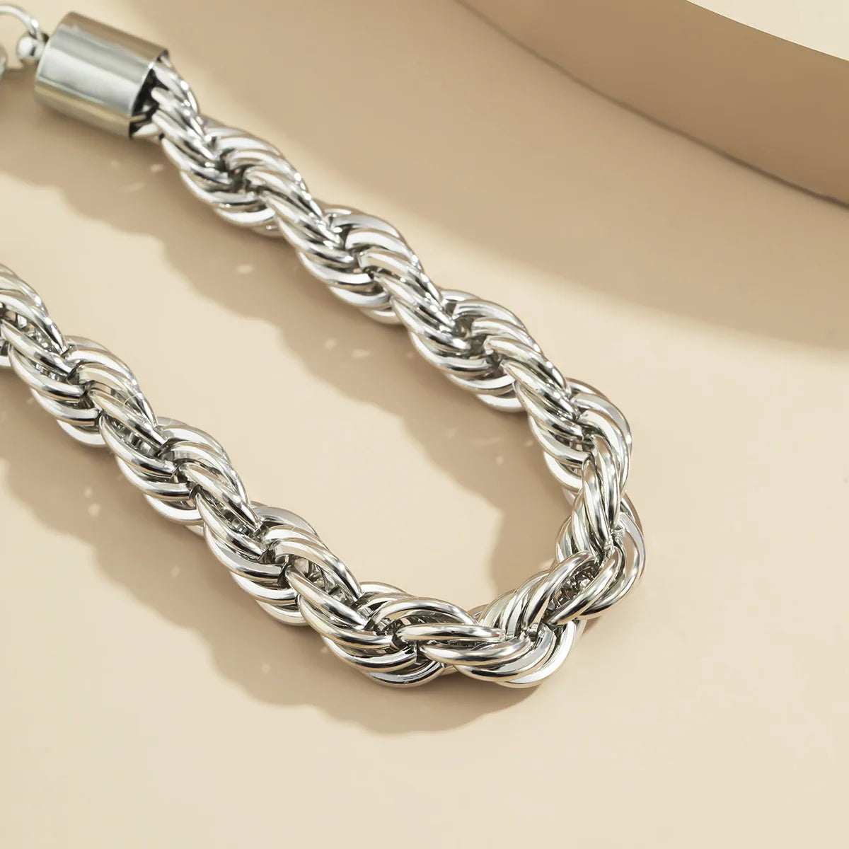 Gold or Silver Rope Chain Bracelet | Twist Metal Bangle