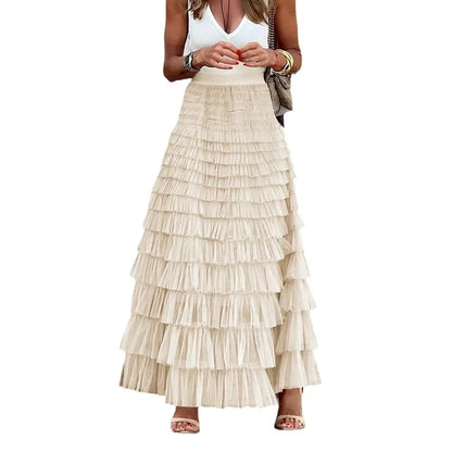 Y2K Tiered Maxi Skirt | Layered Ruffle Long Skirt