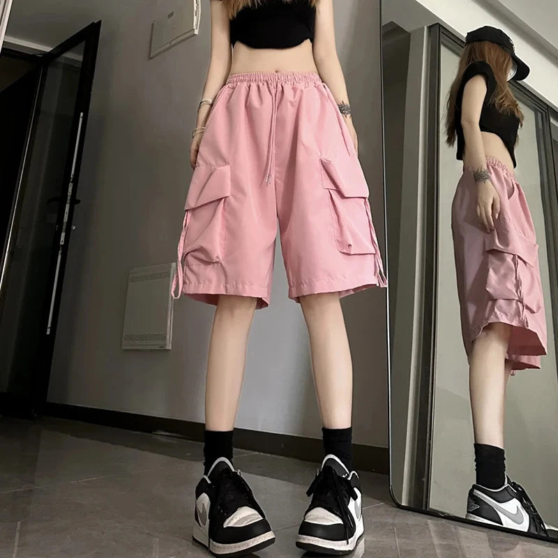 Loose Cargo Shorts for Women | Y2K Streetwear Baggy Shorts with Pockets