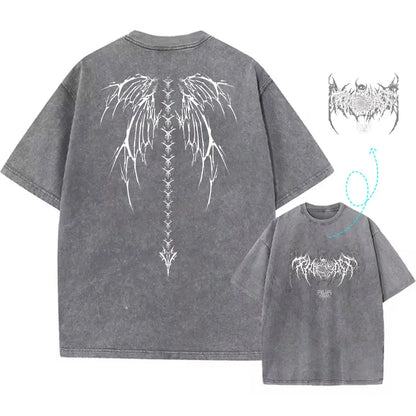 Y2K Gothic Angel Wings Graphic Tee | Oversized Streetwear T-Shirt