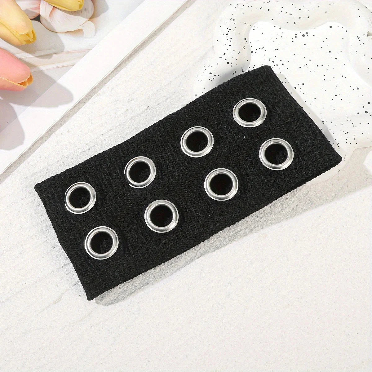 Gothic Punk Headband | Metal Eyelet Streetwear Elastic Hair Band