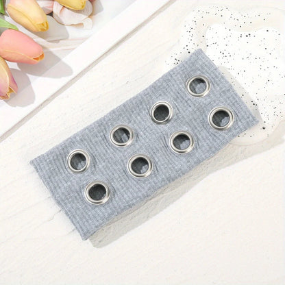 Gothic Punk Headband | Metal Eyelet Streetwear Elastic Hair Band
