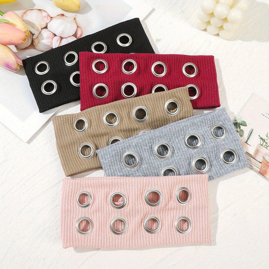 Gothic Punk Headband | Metal Eyelet Streetwear Elastic Hair Band