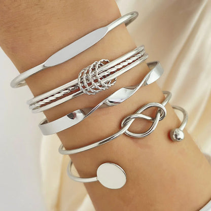 Gold or Silver Multilayer Bangle Set | Elegant Adjustable Twist Bracelets