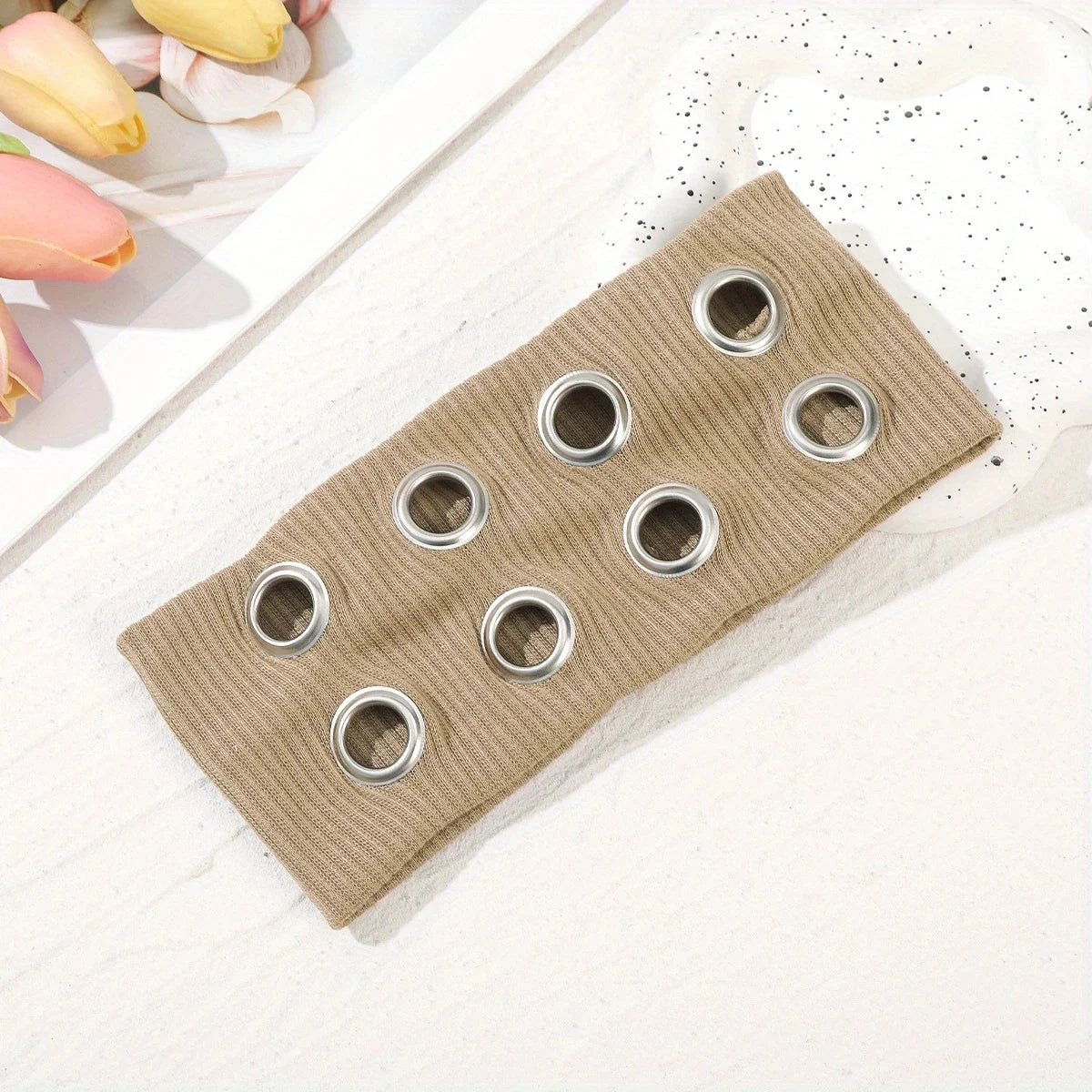 Gothic Punk Headband | Metal Eyelet Streetwear Elastic Hair Band