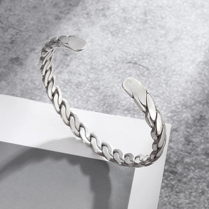 Retro Silver Twisted Bracelet | Braided Cuff Bangle