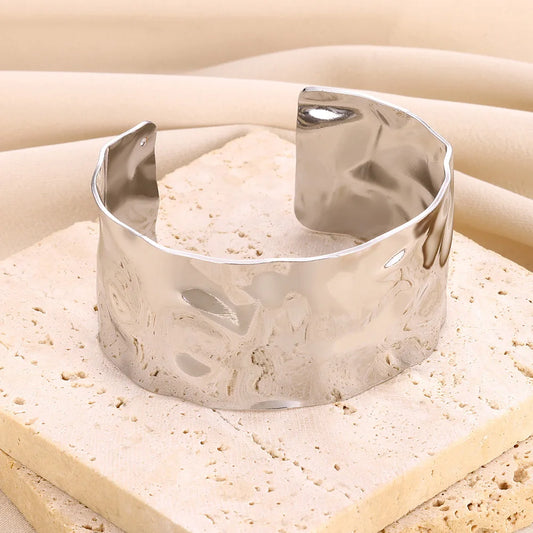 Vintage Irregular Cuff Bracelet | Gold and Silver Open Bangle