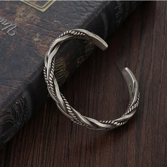 Vintage Twisted Silver Bracelet | Braided Cuff Bangle