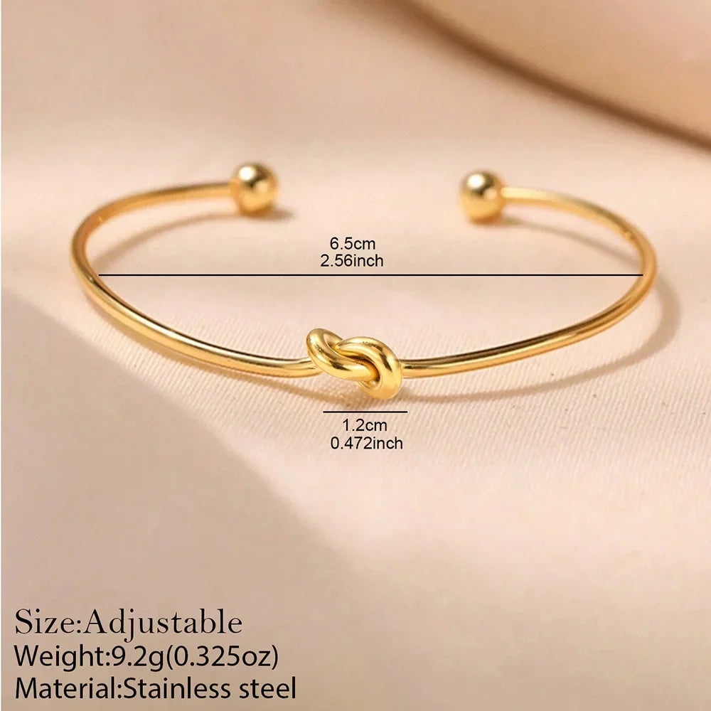 Minimalist Knot Cuff Bracelet | Gold and Silver Open Bangle