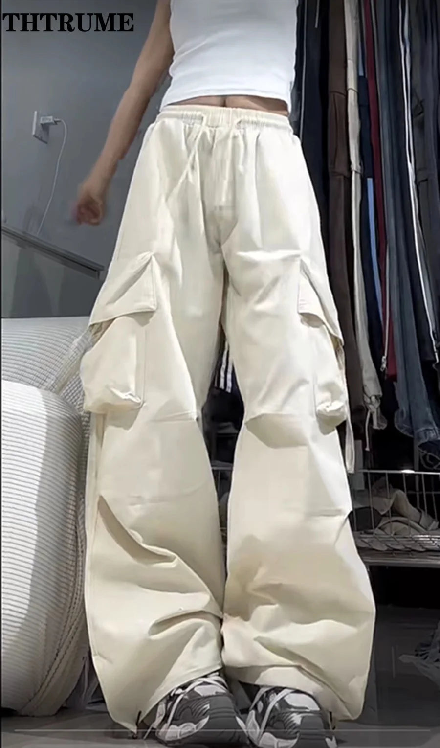 Y2K Cargo Pants | High Waisted Wide Leg Streetwear Pants with Pockets