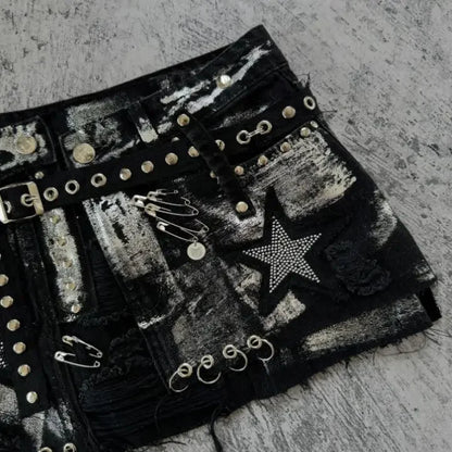 Sequin Star Mini Skirt | Y2K Glitter High Waisted Slim Skirt