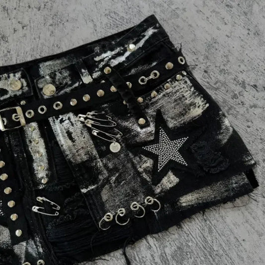 Sequin Star Mini Skirt | Y2K Glitter High Waisted Slim Skirt