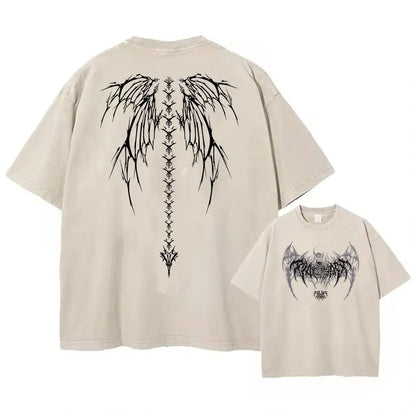 Y2K Gothic Angel Wings Graphic Tee | Oversized Streetwear T-Shirt
