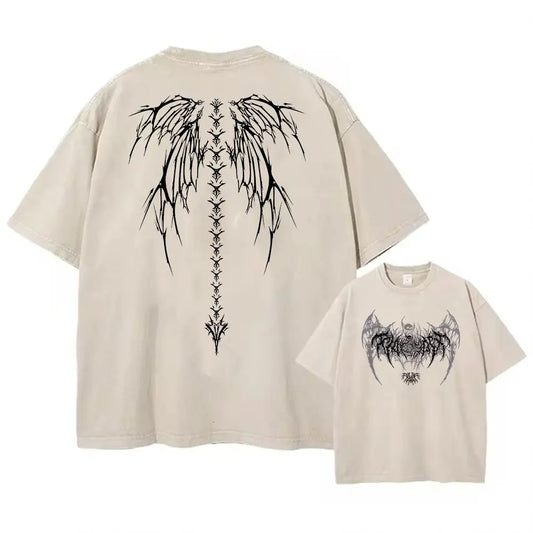 Y2K Gothic Angel Wings Graphic Tee | Oversized Streetwear T-Shirt