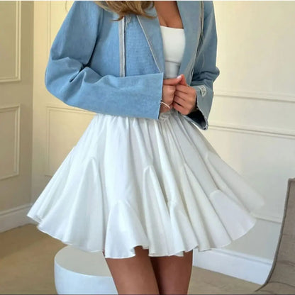 Y2K Pleated Mini Skirt | High Waisted A-Line Skater Skirt