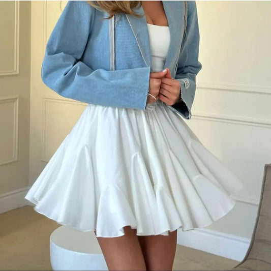 Y2K Pleated Mini Skirt | High Waisted A-Line Skater Skirt