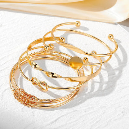 Gold or Silver Multilayer Bangle Set | Elegant Adjustable Twist Bracelets