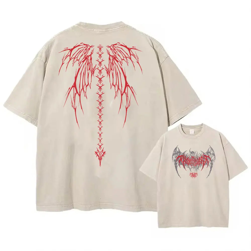 Y2K Gothic Angel Wings Graphic Tee | Oversized Streetwear T-Shirt