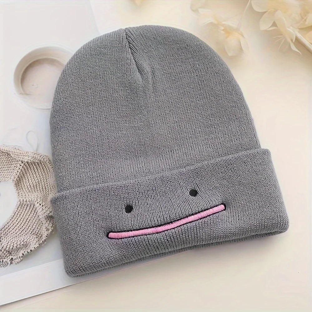 Smiley Face Beanie | Cute Embroidered Knit Winter Hat