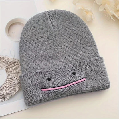 Smiley Face Beanie | Cute Embroidered Knit Winter Hat