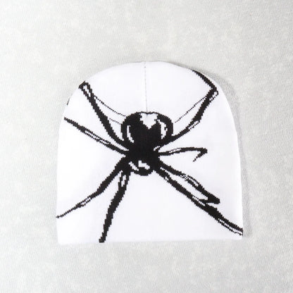 Y2K Spider Graphic Beanie | Gothic Knit Streetwear Hat